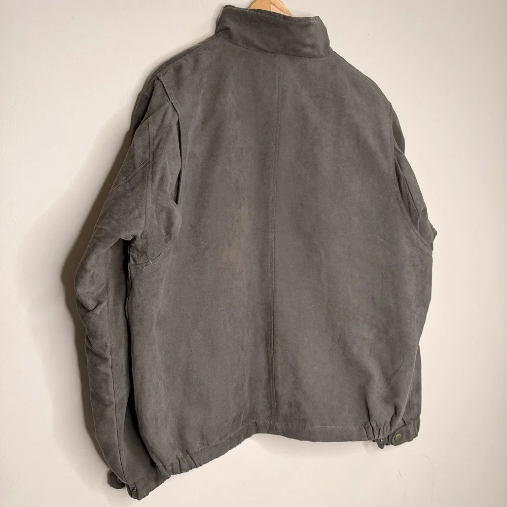 Montage Collection Quilted Lining SZ-L Faux Suede Zip Bomber Jacket W/Zip Pocket